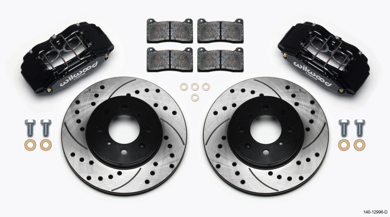 Wilwood Forged 90-01 Integra / 90-05 Civic DPHA Drilled Black Caliper and Rotor Kit