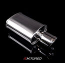 K Tuned Universal Muffler - Polished / Short (Offset Inlet / Center Outlet)